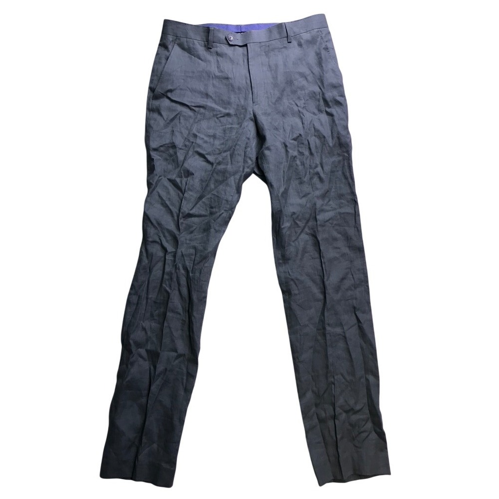 Tommy Hilfiger Dress Pants Mens 34x34 Grey 100% Linen 20003 Trousers